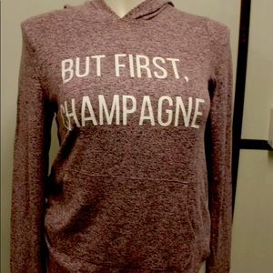 Grayson Threads Pink But First Champagne Hoodie XL